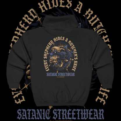Every Shepherd Hides a Butcher's Knife - Unisex Heavy Blend™ Full Zip Hooded Sweatshirt