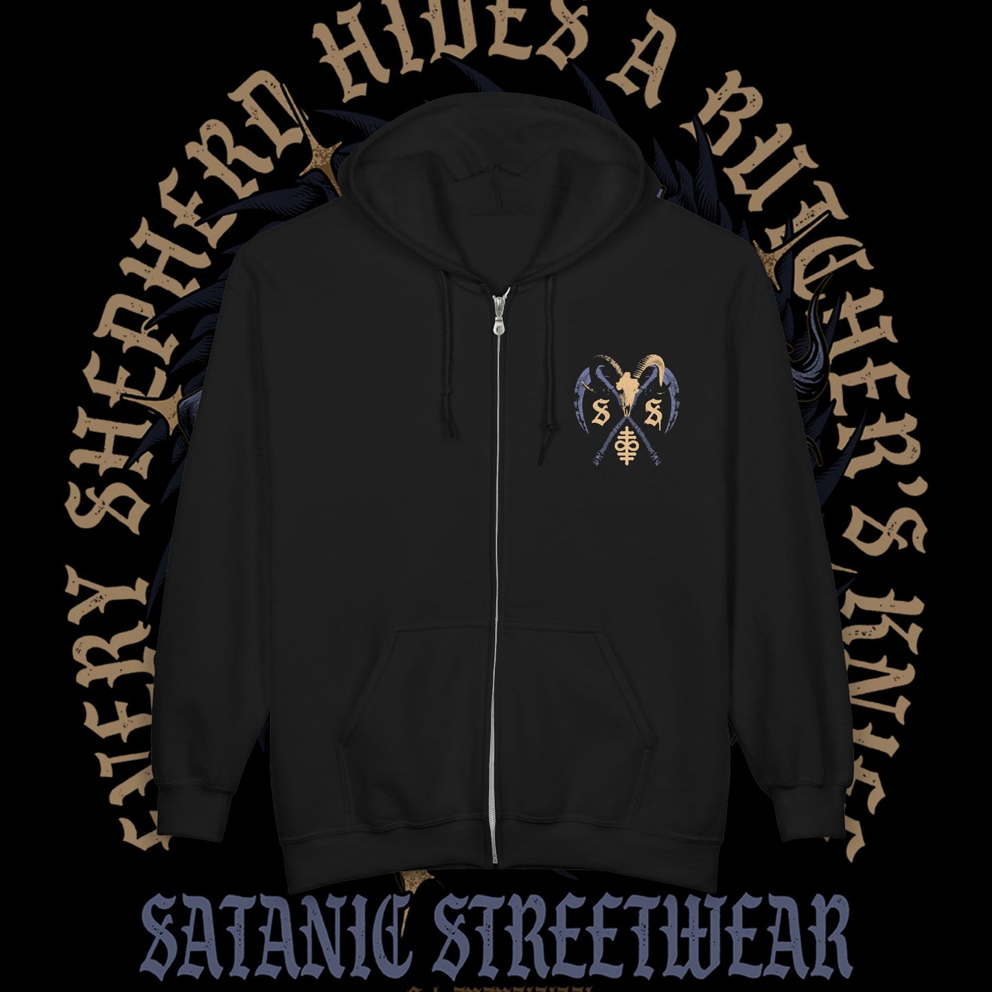 Every Shepherd Hides a Butcher's Knife - Unisex Heavy Blend™ Full Zip Hooded Sweatshirt
