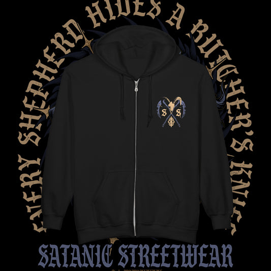 Every Shepherd Hides a Butcher's Knife - Unisex Heavy Blend™ Full Zip Hooded Sweatshirt