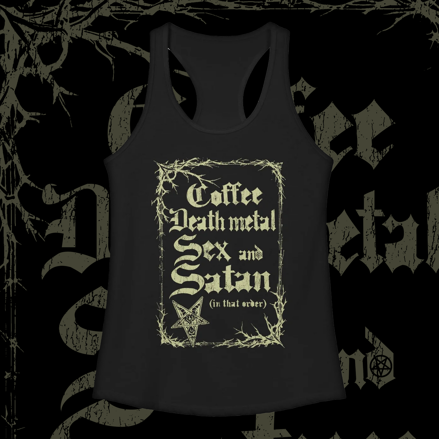 Coffee, Death Metal, Sex & Satan - Women's Racerback Tank
