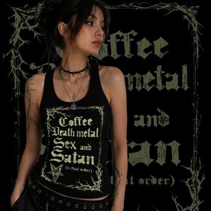 Coffee, Death Metal, Sex & Satan - Women's Racerback Tank