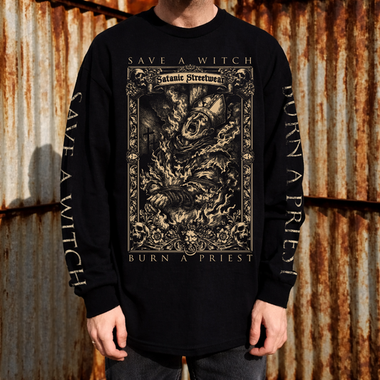 Save A Witch/Burn A Priest Long Sleeve - 2XL Only! - Graveyard Collection